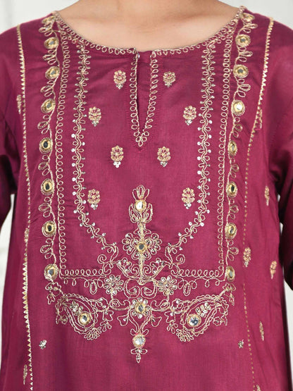 2 Piece Raw Silk Suit- Embroidered (Pret)