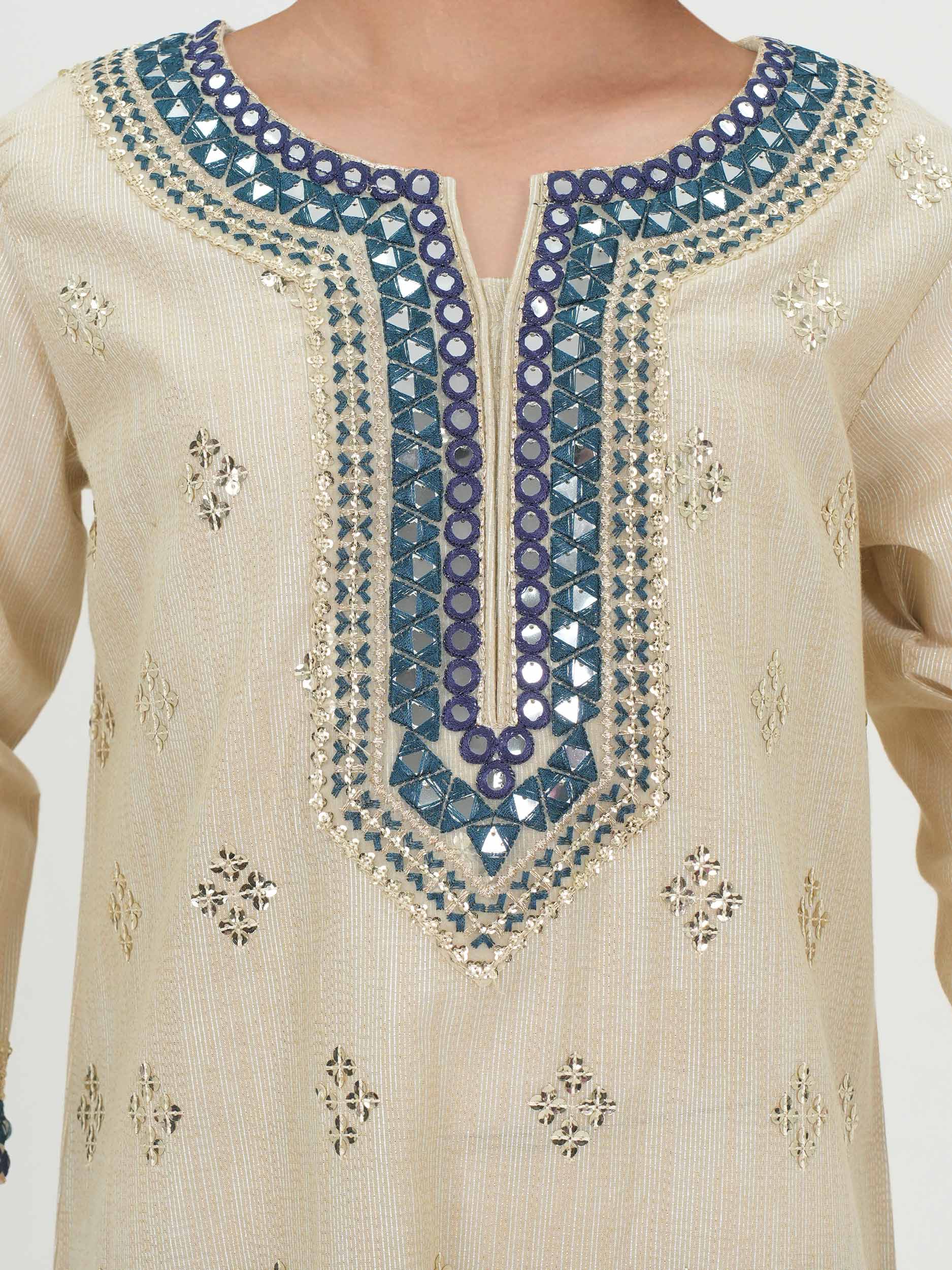 2 Piece Lawn Zari Suit- Embroidered (Pret)