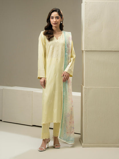 3 Piece Cotton Suit-Embroidered (Pret)