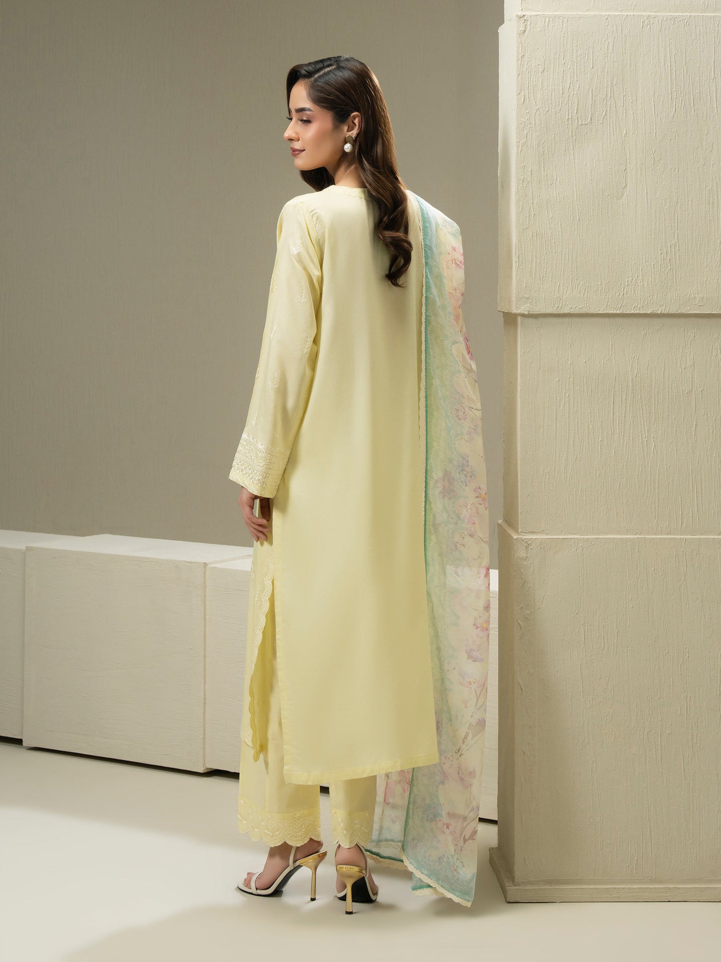 3 Piece Cotton Suit-Embroidered (Pret)