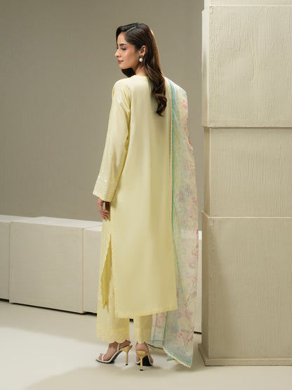 3 Piece Cotton Suit-Embroidered (Pret)