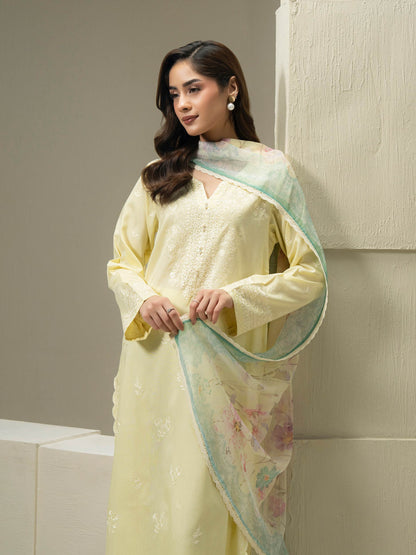 3 Piece Cotton Suit-Embroidered (Pret)