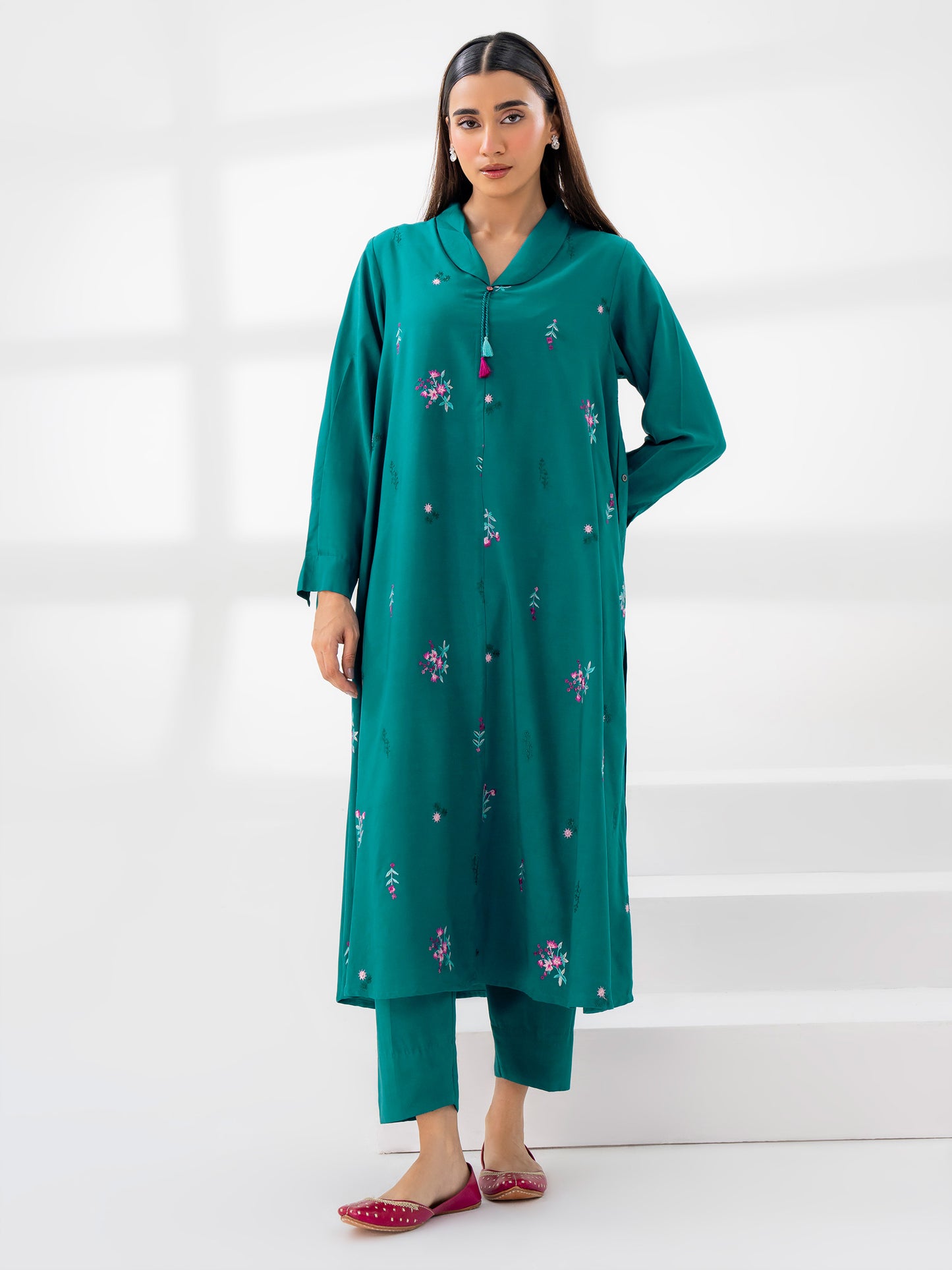 2 Piece Linen Suit-Embroidered (Pret)