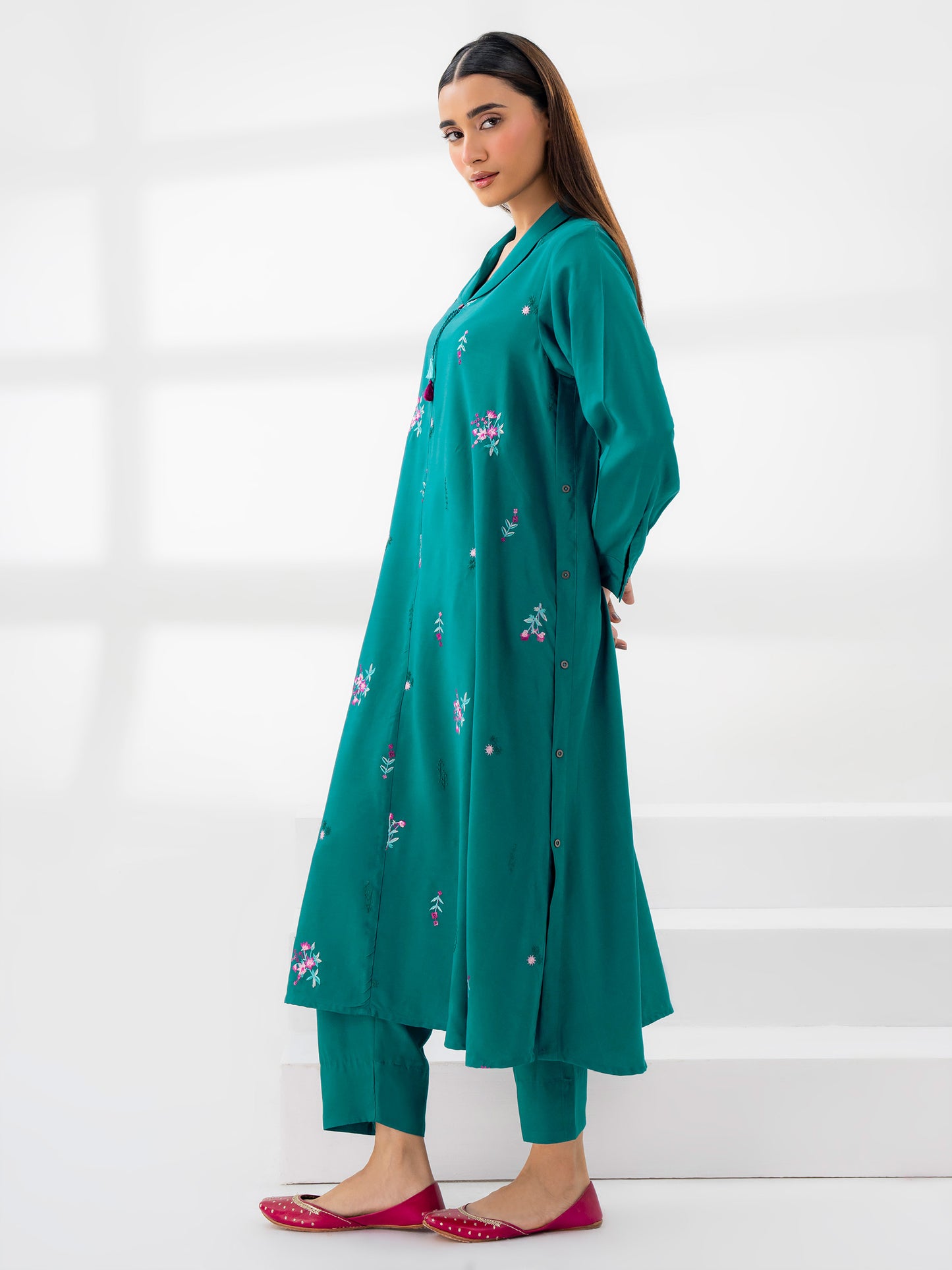 2 Piece Linen Suit-Embroidered (Pret)