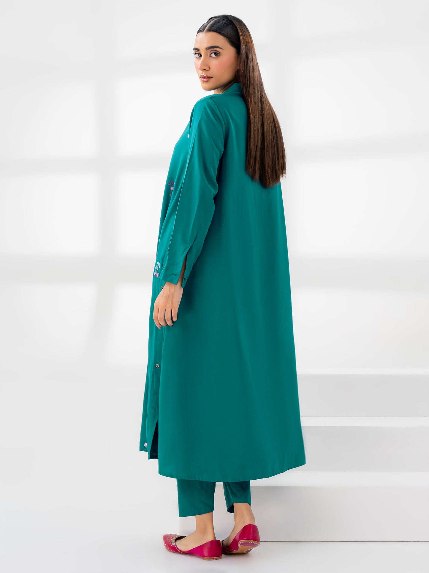 2 Piece Linen Suit-Embroidered (Pret)