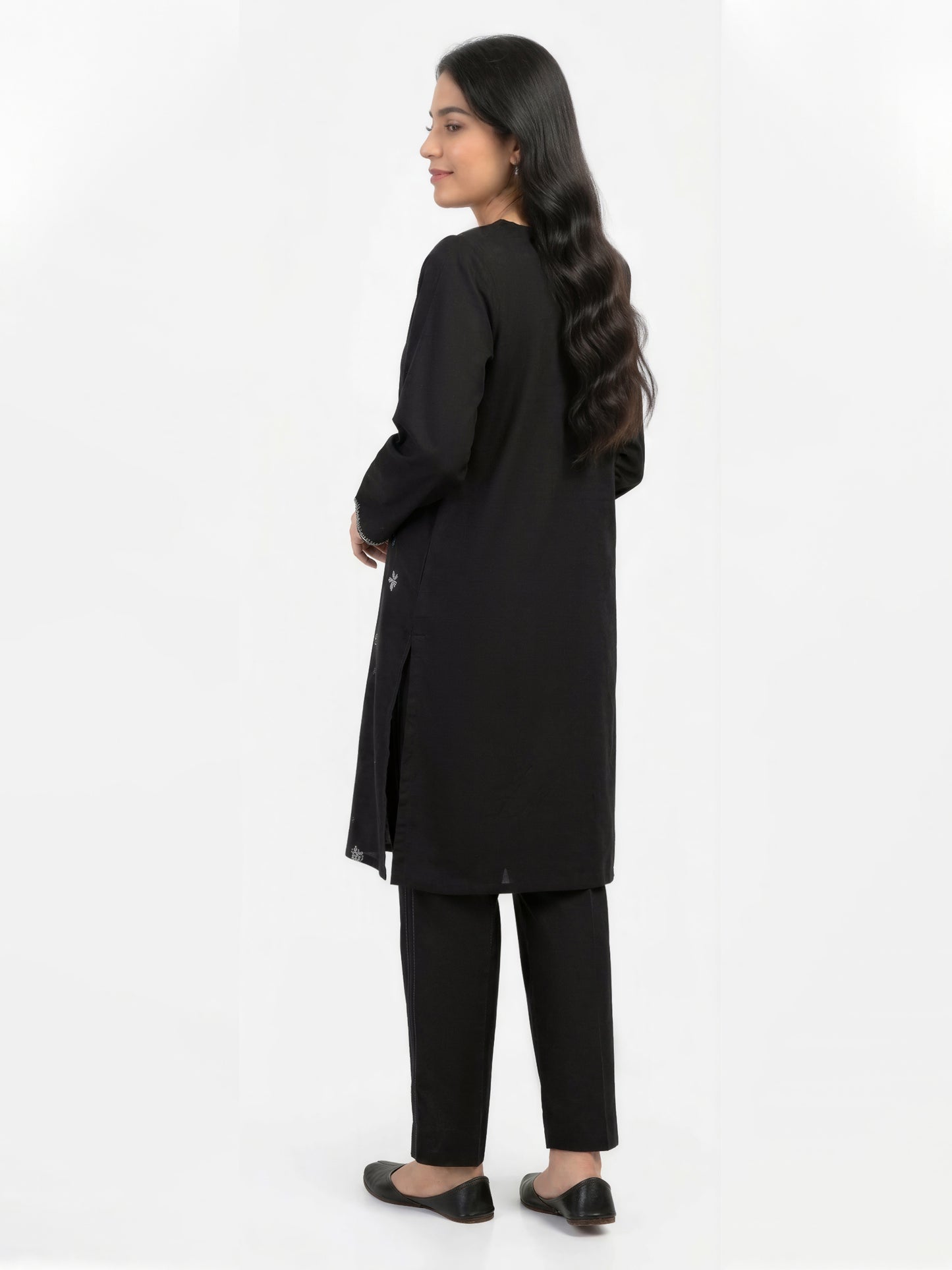 2 Piece Viscose Slub Suit- Embroidered (Pret)