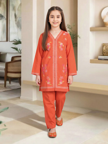 2 Piece Lawn Slub Suit- Embroidered (Pret)