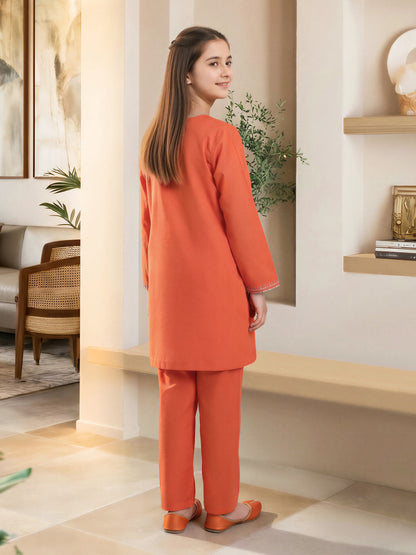 2 Piece Lawn Slub Suit- Embroidered (Pret)