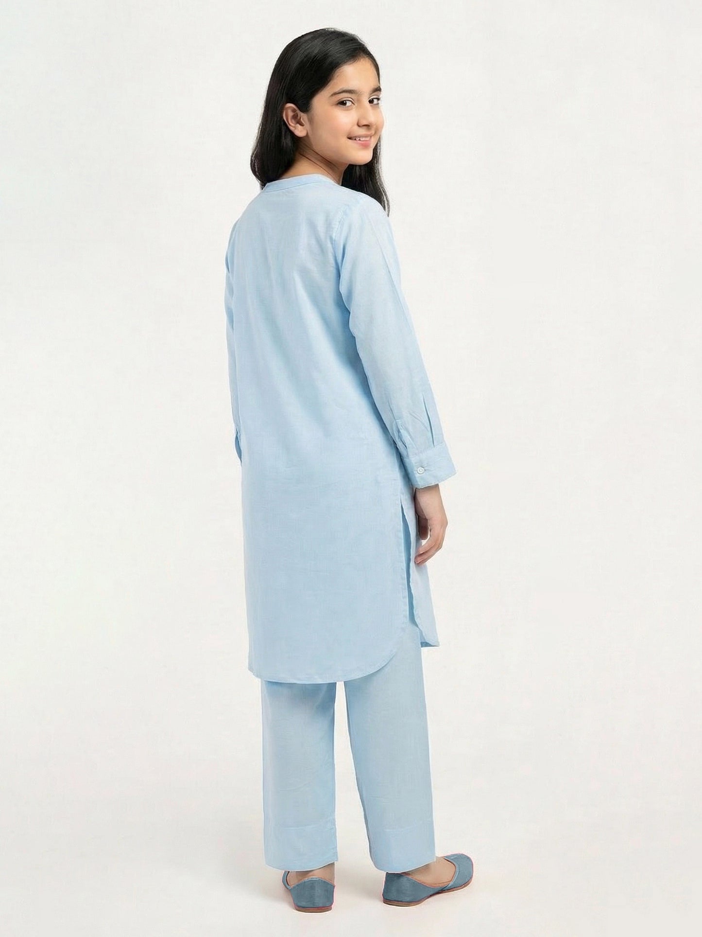 2 Piece Viscose Slub Suit- Embroidered (Pret)