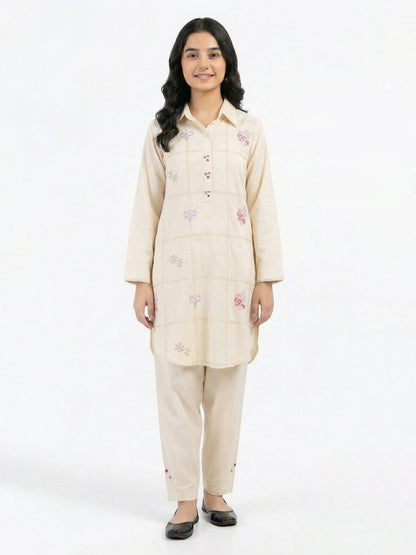 2 Piece Viscose Cotton Suit- Embroidered (Pret)