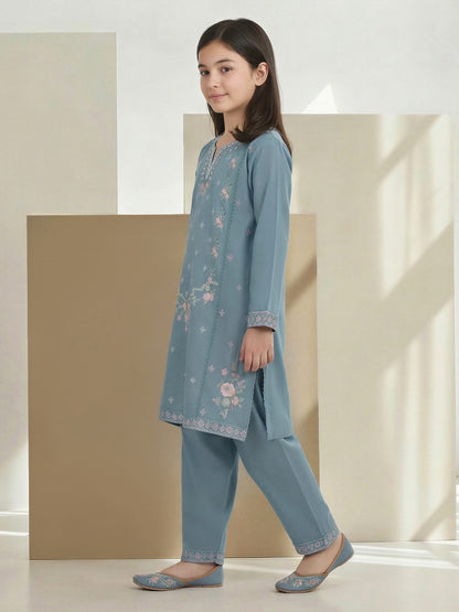 2 Piece Lawn Slub Suit- Embroidered (Pret)