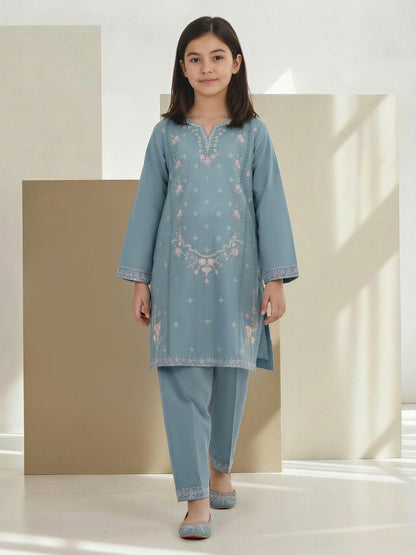 2 Piece Lawn Slub Suit- Embroidered (Pret)