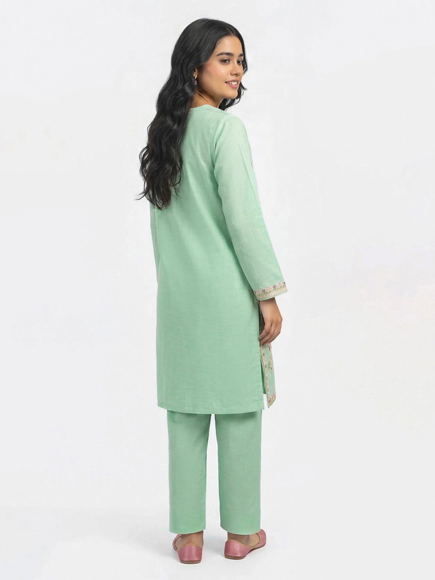 2 Piece Lawn Slub Suit- Embroidered (Pret)