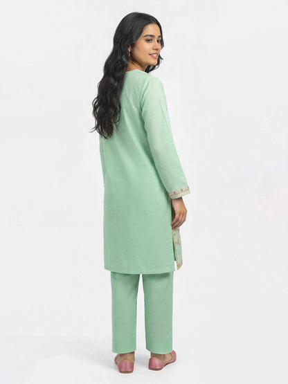 2 Piece Lawn Slub Suit- Embroidered (Pret)