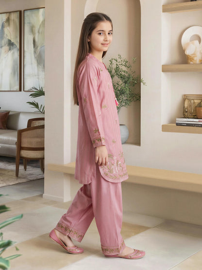 2 Piece Self Jacquard Suit- Embroidered (Pret)