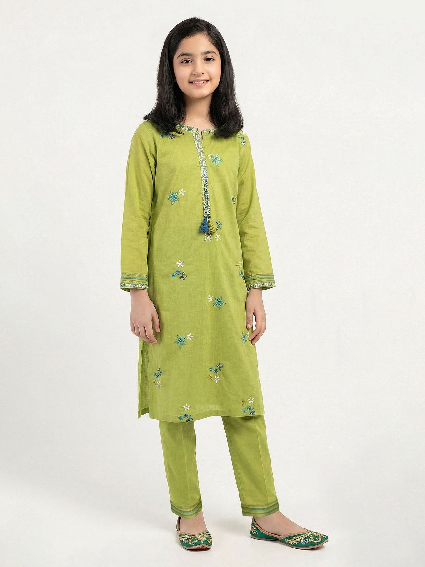 2 Piece Lawn Slub Suit- Embroidered (Pret)