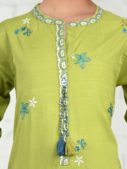2 Piece Lawn Slub Suit- Embroidered (Pret)