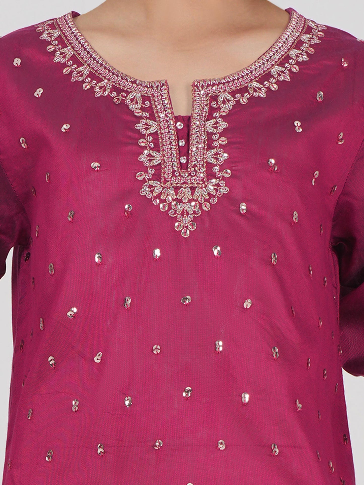 2 Piece Raw Silk Suit- Embroidered (Pret)