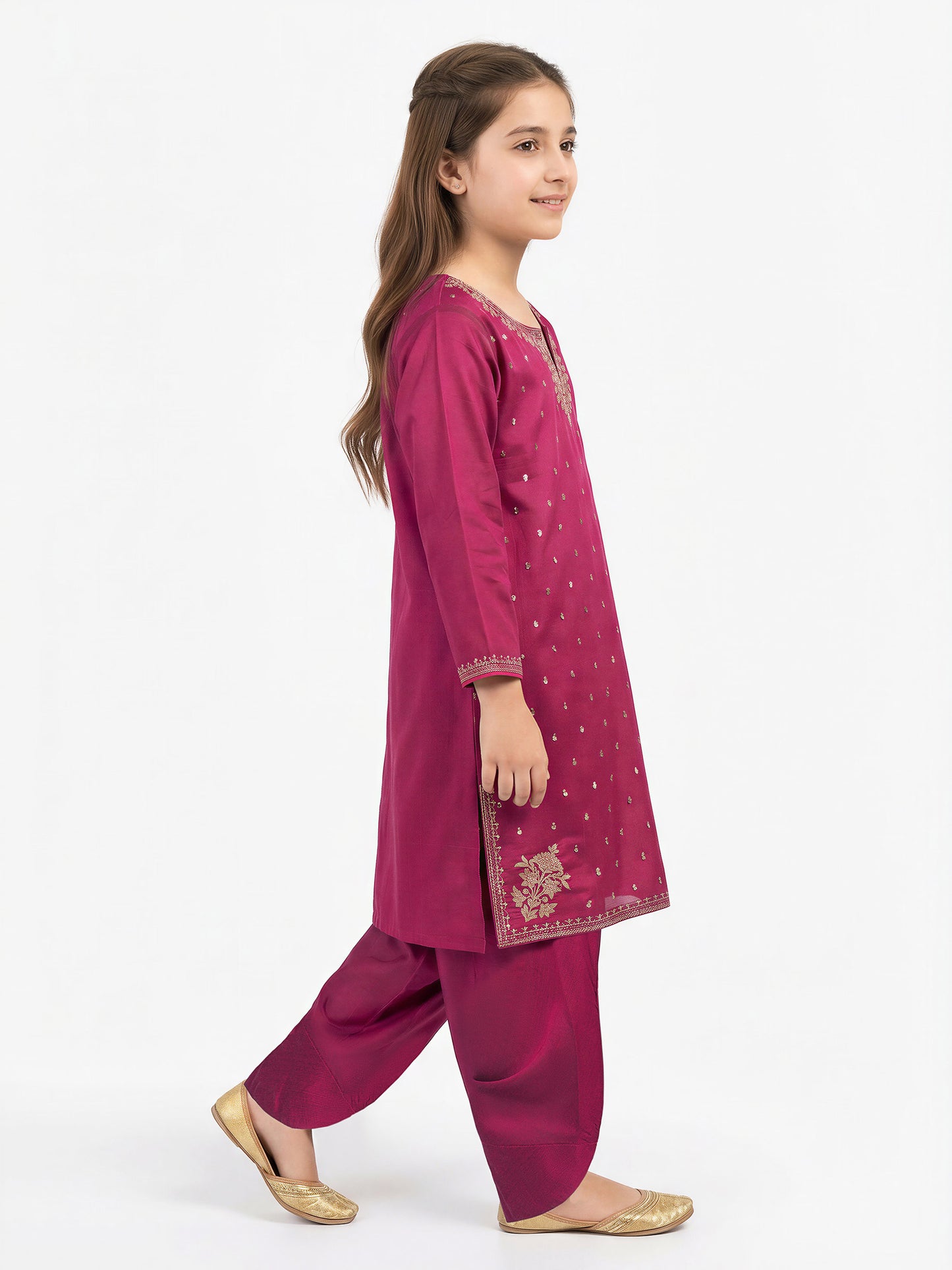2 Piece Raw Silk Suit- Embroidered (Pret)