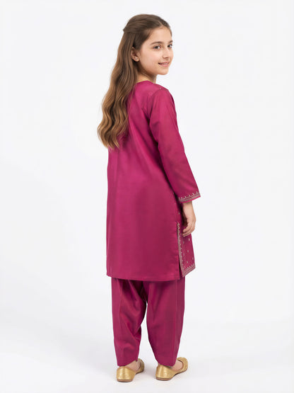 2 Piece Raw Silk Suit- Embroidered (Pret)