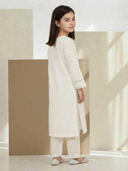 2 Piece Satin Suit- Embroidered (Pret)