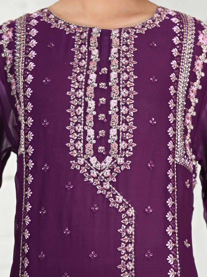 2 Piece Chiffon Suit- Embroidered (Pret)