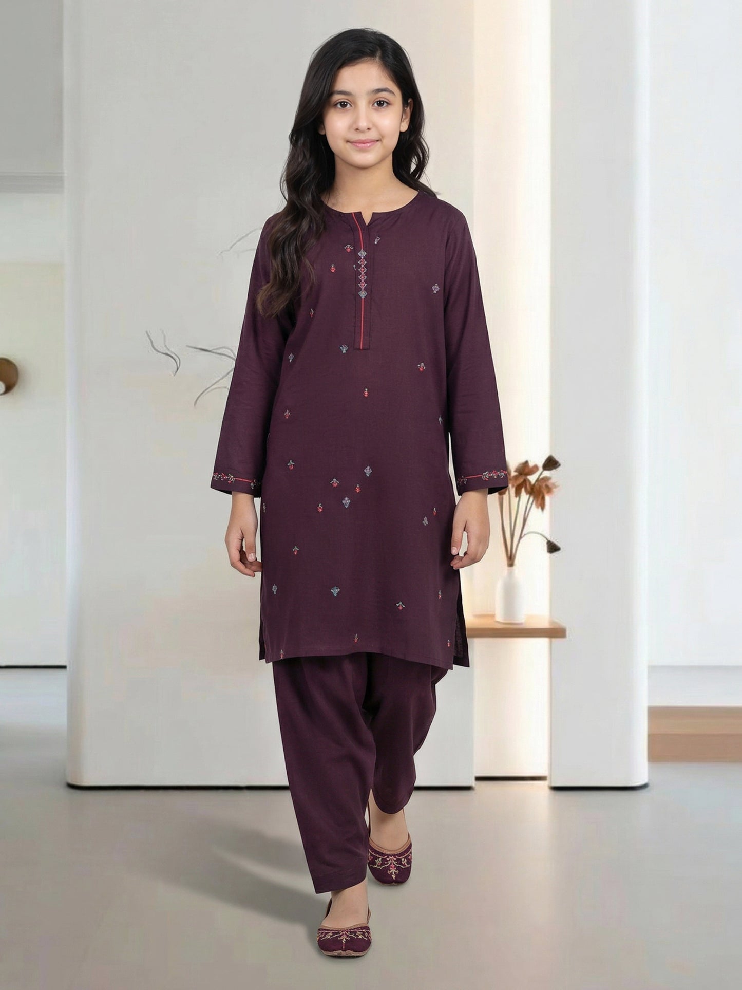 2 Piece Viscose Lawn Suit - Embroidered (Pret)