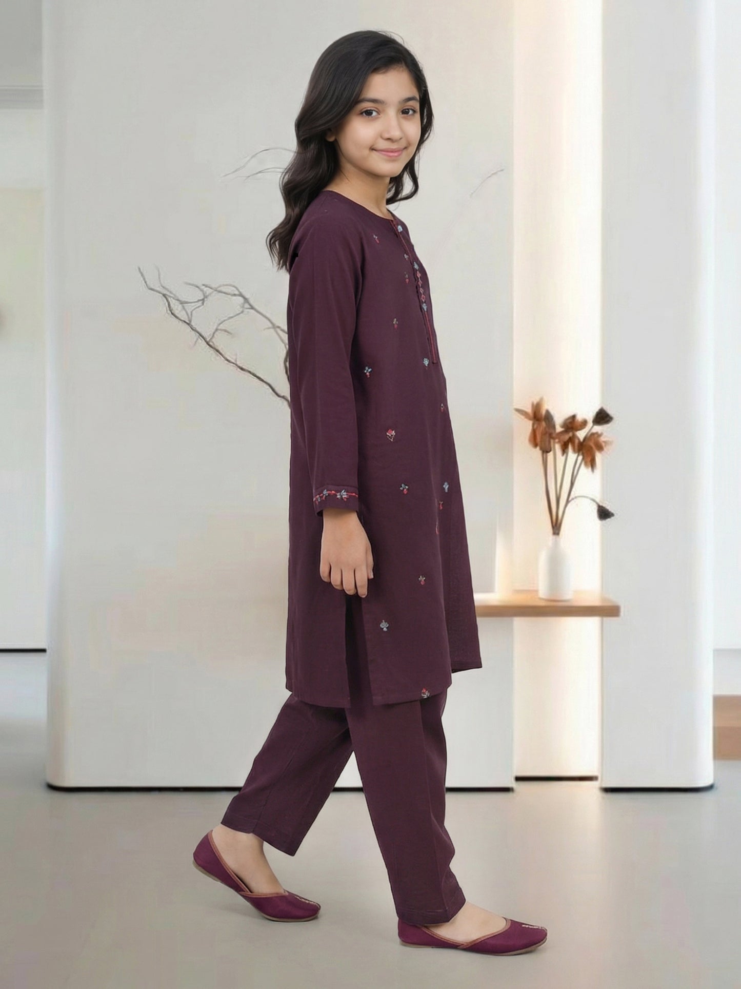 2 Piece Viscose Lawn Suit - Embroidered (Pret)