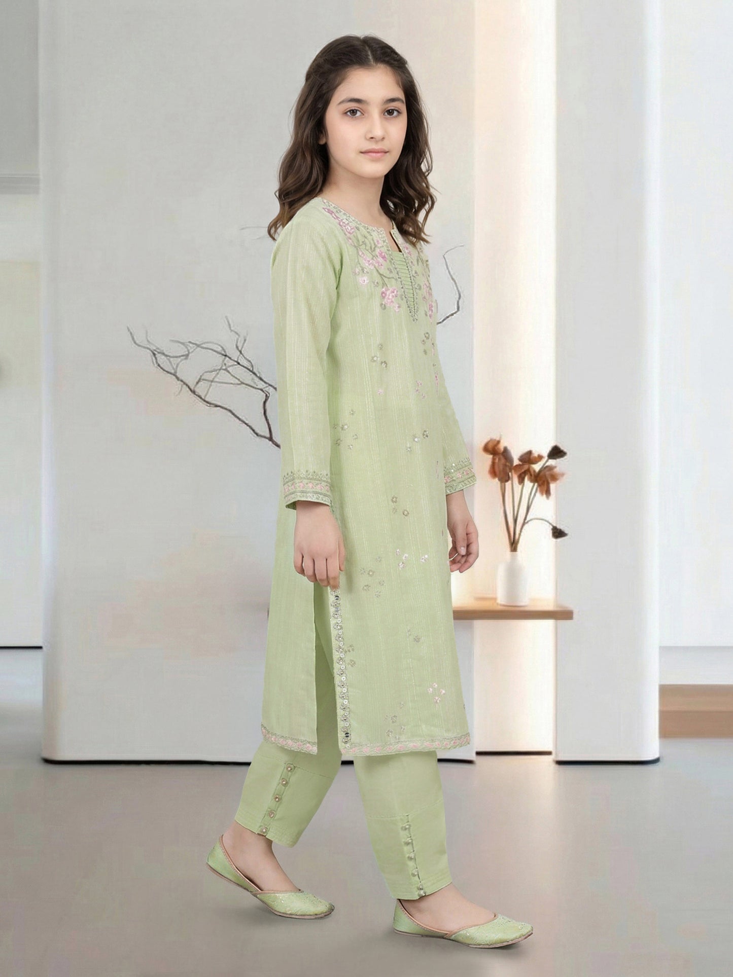 2 Piece Lawn Masoori Suit- Embroidered (Pret)