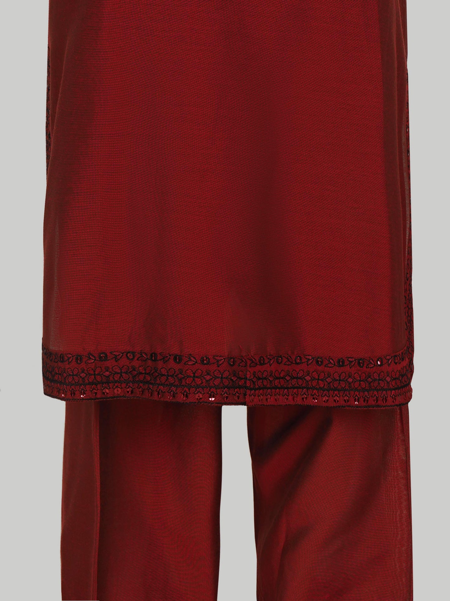 2 Piece Raw Silk Suit- Embroidered (Pret)