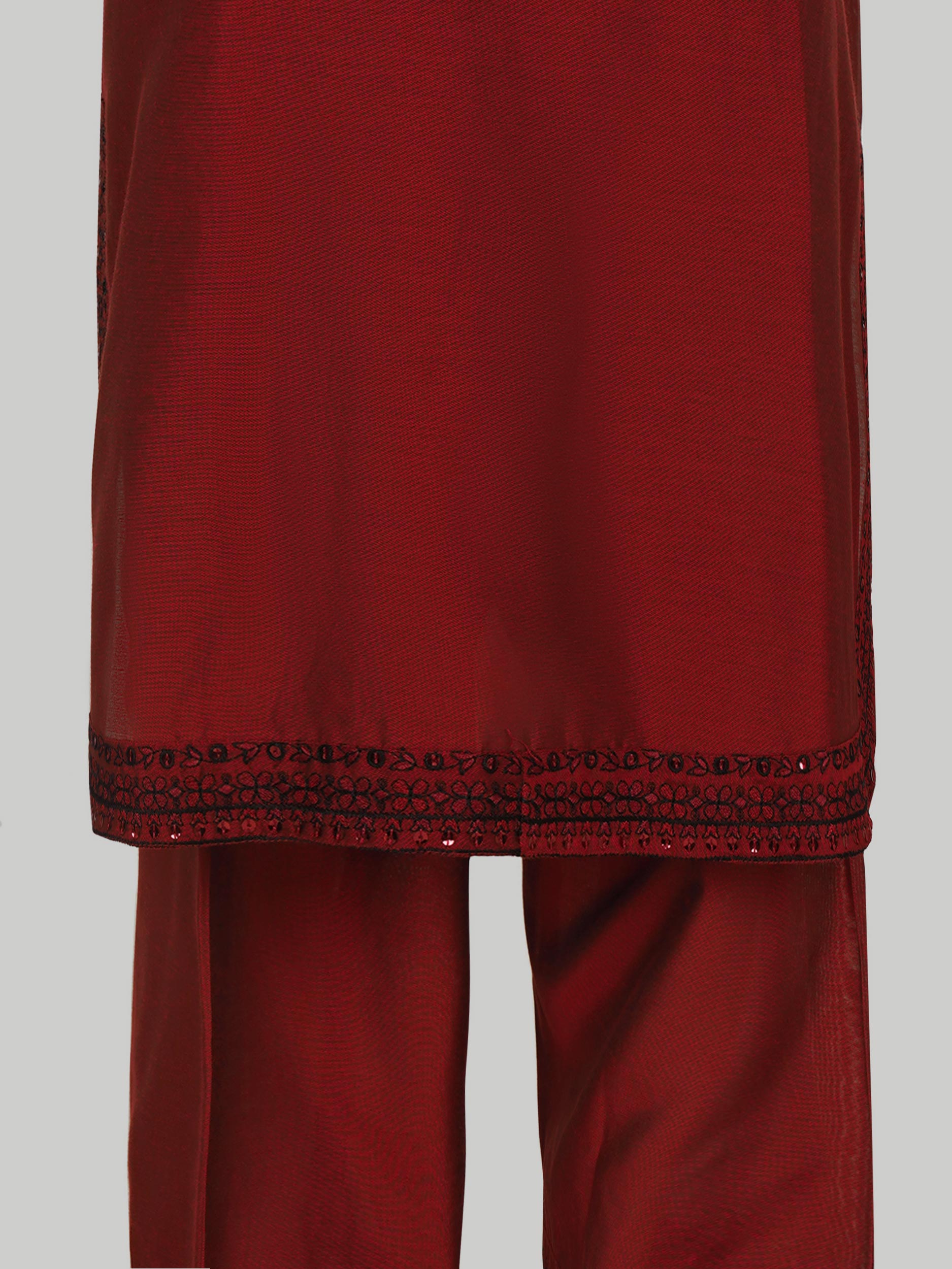 2 Piece Raw Silk Suit- Embroidered (Pret)