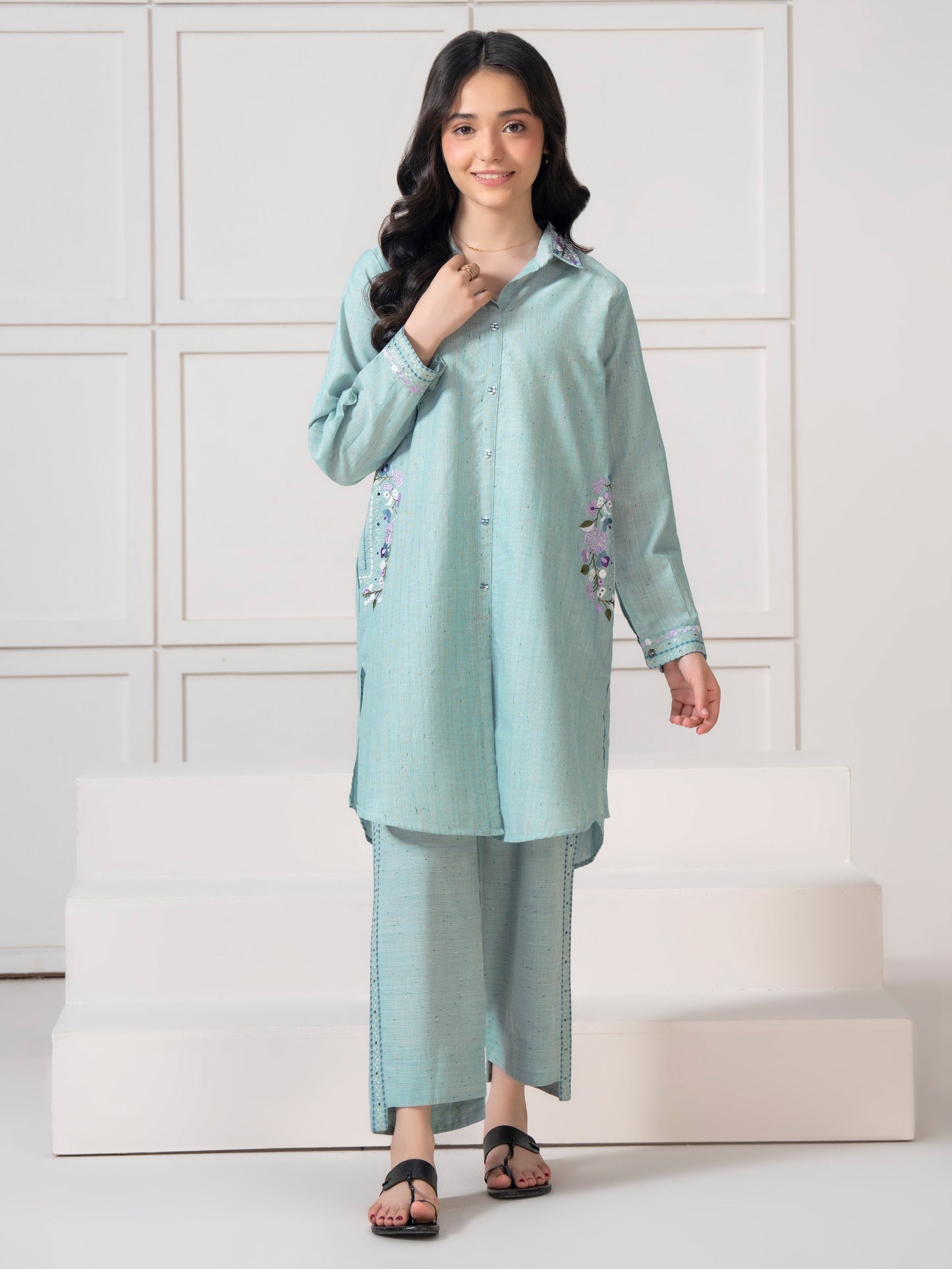 2 Piece Yarn Dyed Suit-Embroidered
