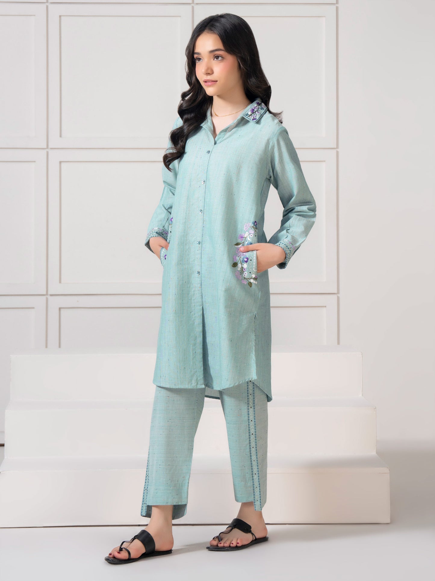 2 Piece Yarn Dyed Suit-Embroidered