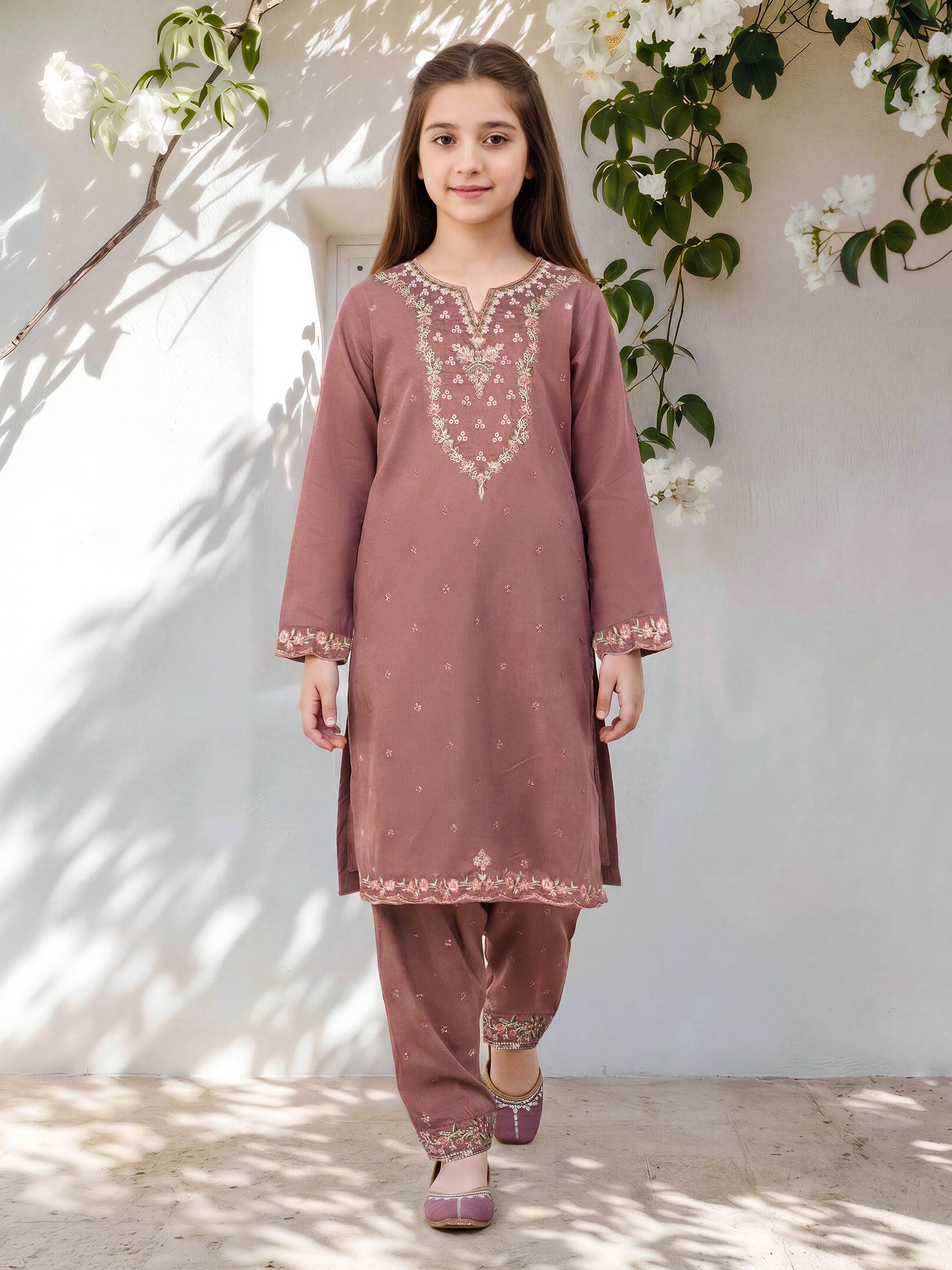 2 Piece Cotton Net Suit- Embroidered (Pret)