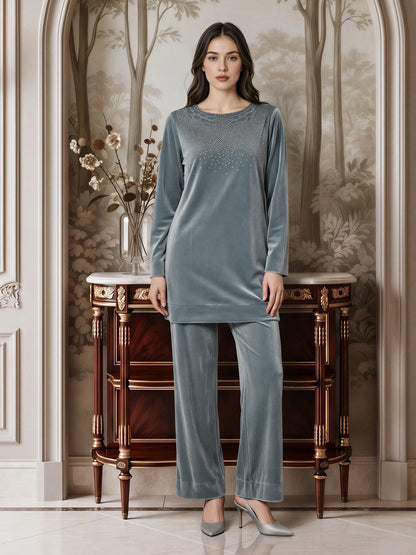 Velour Co-ord Set- Embellished