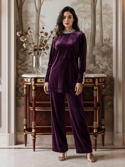 Velour Co-ord Set- Embellished
