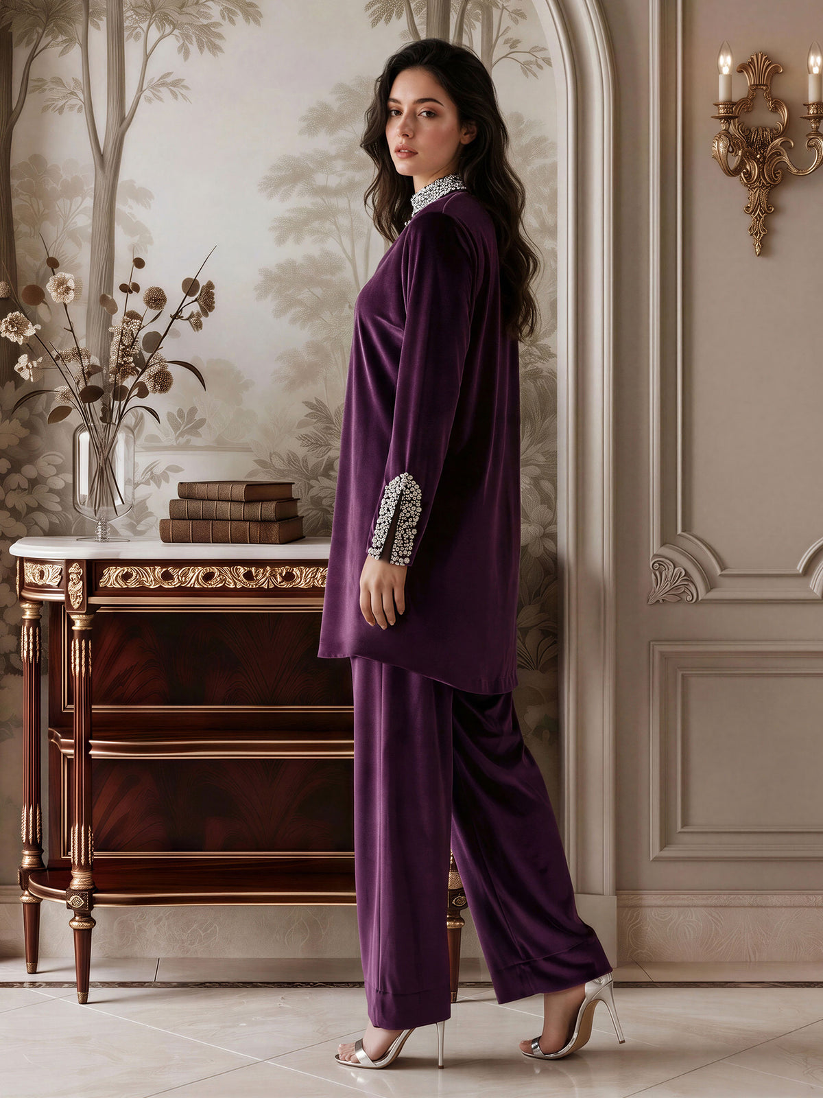 Velour Co-ord Set- Embellished