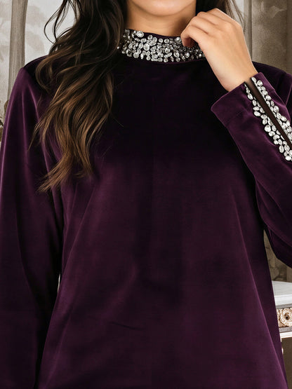 Velour Co-ord Set- Embellished