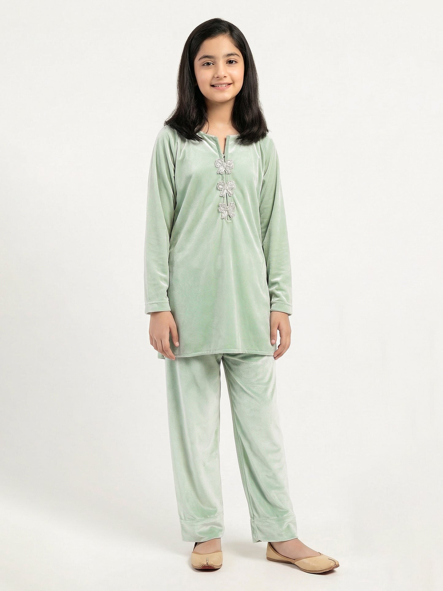 Velour Co-ord Set- Embroidered