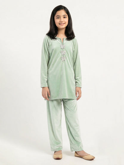 Velour Co-ord Set- Embroidered