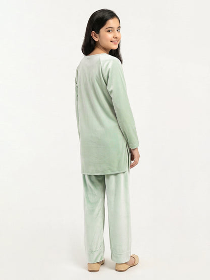 Velour Co-ord Set- Embroidered