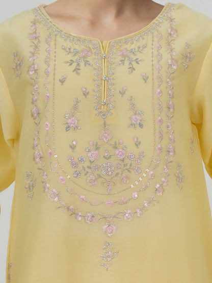 2 Piece Satin Suit- Embroidered (Pret)