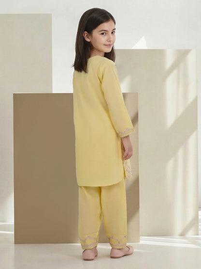 2 Piece Satin Suit- Embroidered (Pret)