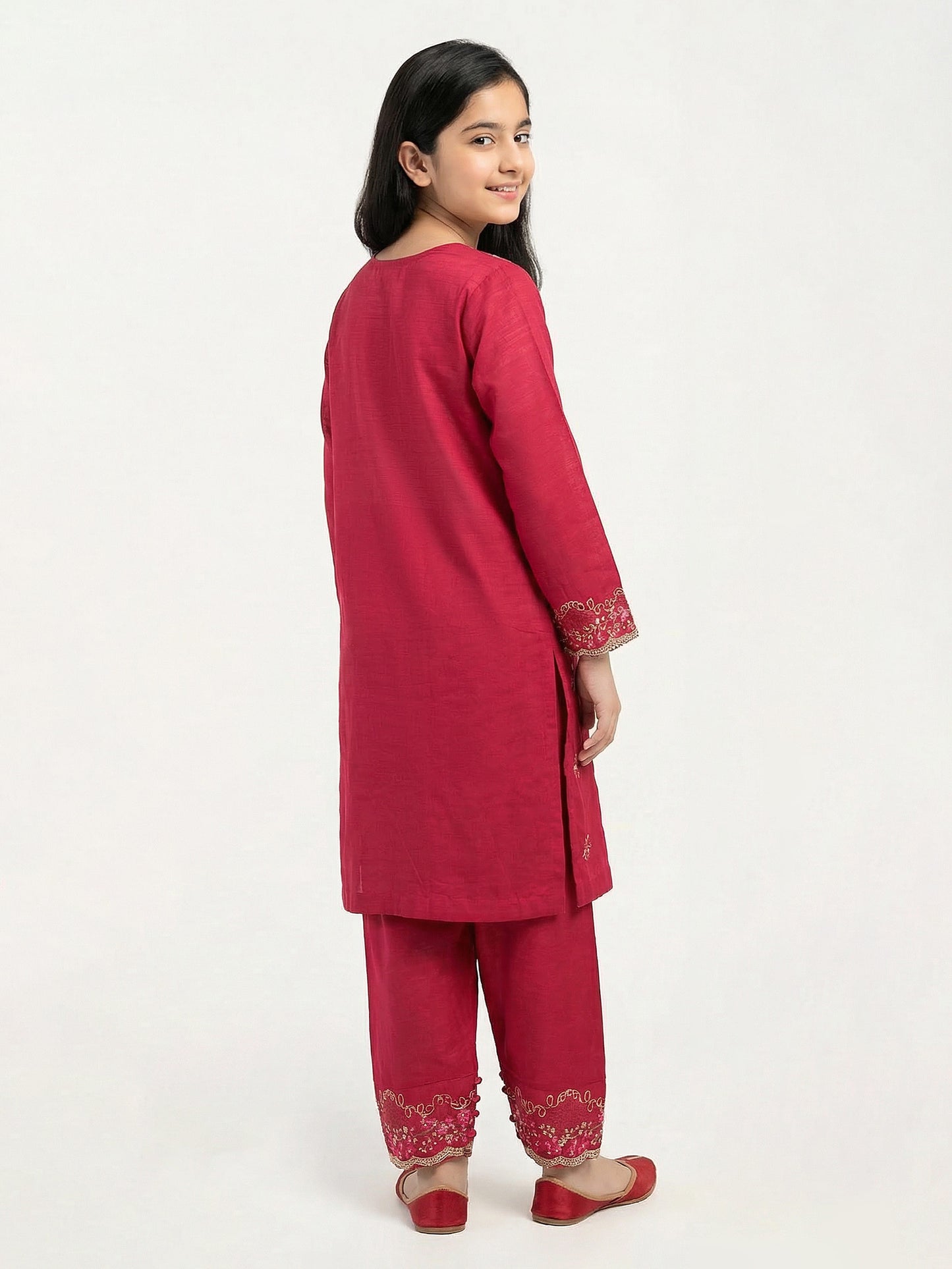 2 Piece Slub Khaddar Suit- Embroidered (Pret)