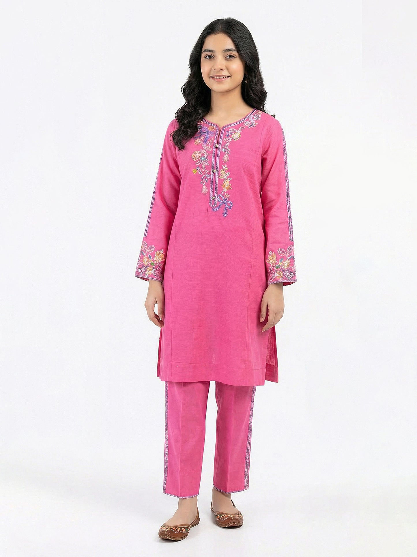 2 Piece Slub Khaddar Suit- Embroidered (Pret)