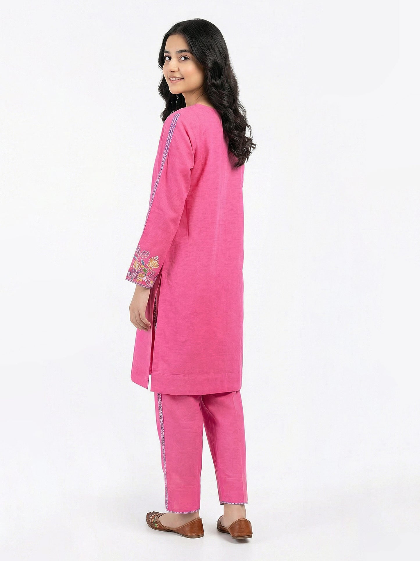 2 Piece Slub Khaddar Suit- Embroidered (Pret)