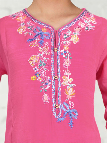 2 Piece Slub Khaddar Suit- Embroidered (Pret)