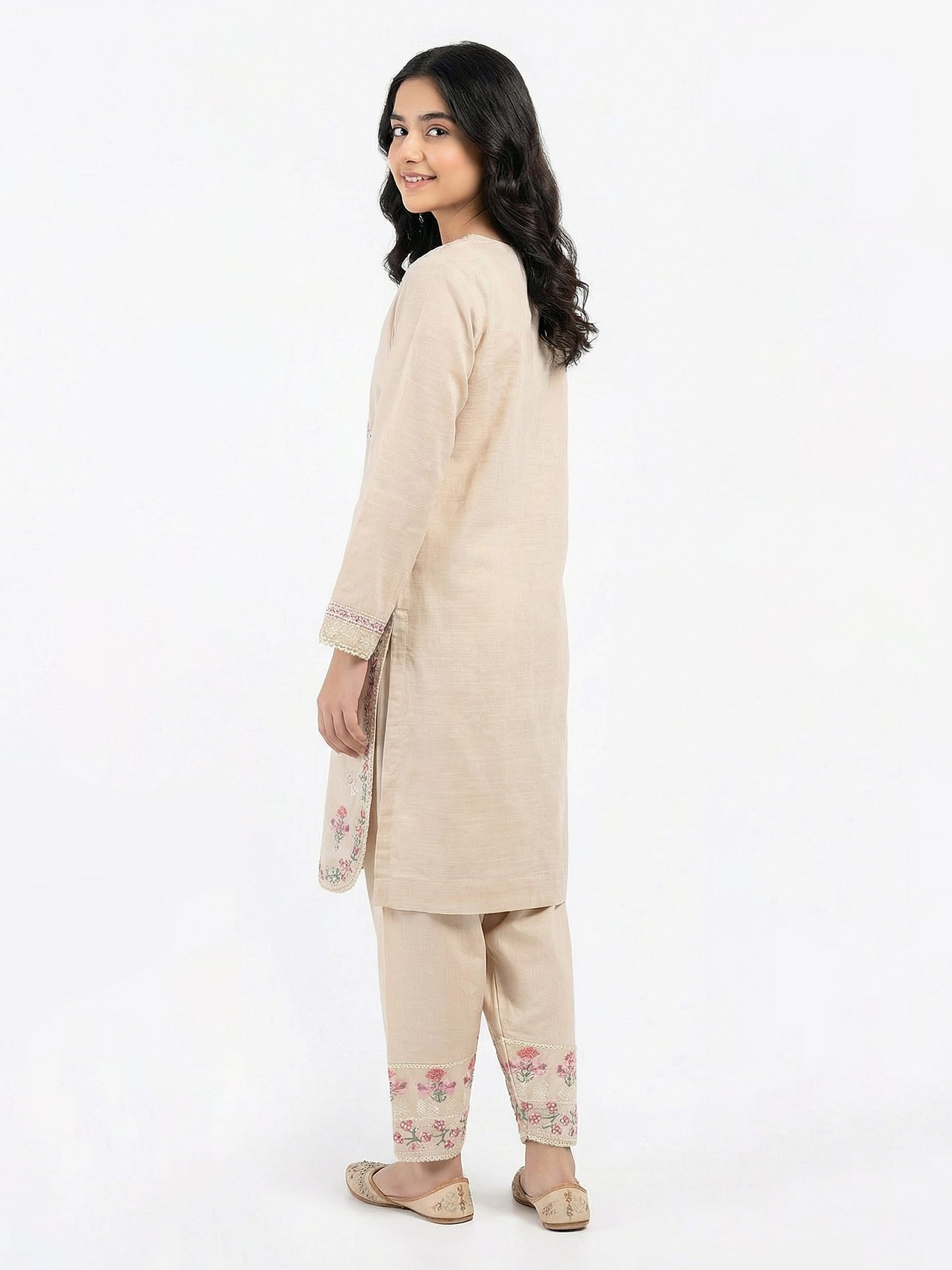 2 Piece Slub Khaddar Suit- Embroidered (Pret)