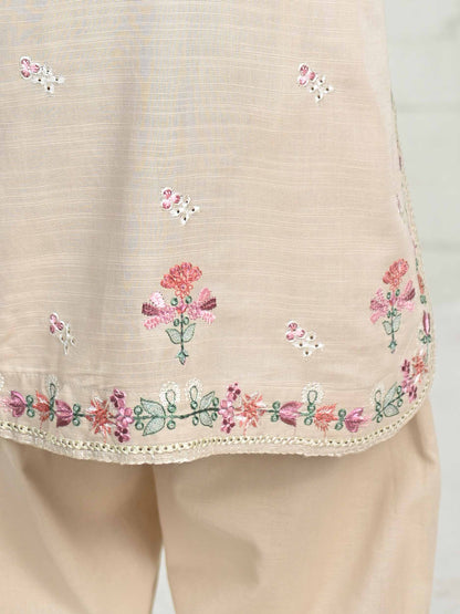 2 Piece Slub Khaddar Suit- Embroidered (Pret)
