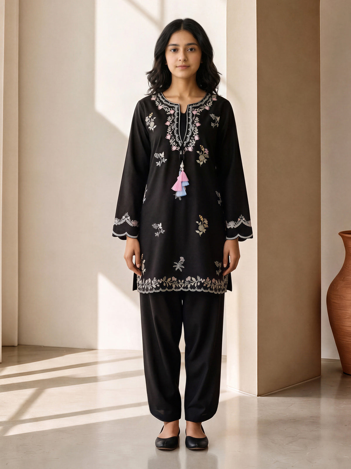 2 Piece Khaddar Suit- Embroidered (Pret)